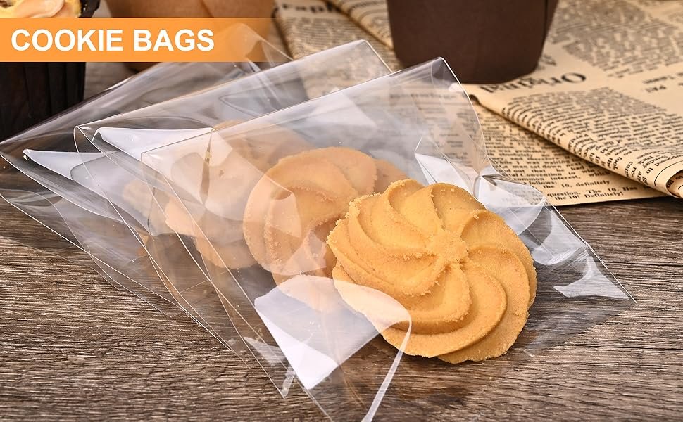 Individuelles Logo für 300 Stück selbstklebende Cookie-Beutel, 4x6 Zoll selbstschließend transparente Zellophanbeutel, wiederverwendbare Zellophantüten für Verpackungen, Geschenke, Süßigkeiten, Lebensmittel vom Hersteller
