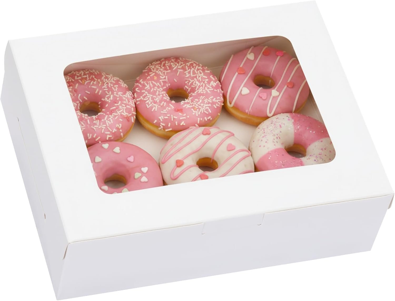 Großhandel 12 Stück 8x6x2,5 Zoll Backschachteln mit Fenster für Kekse, Schokolade, Erdbeeren, Donuts, Cupcakes und Muffins - Individuelles Logo, Hersteller für hochwertige Verpackungen