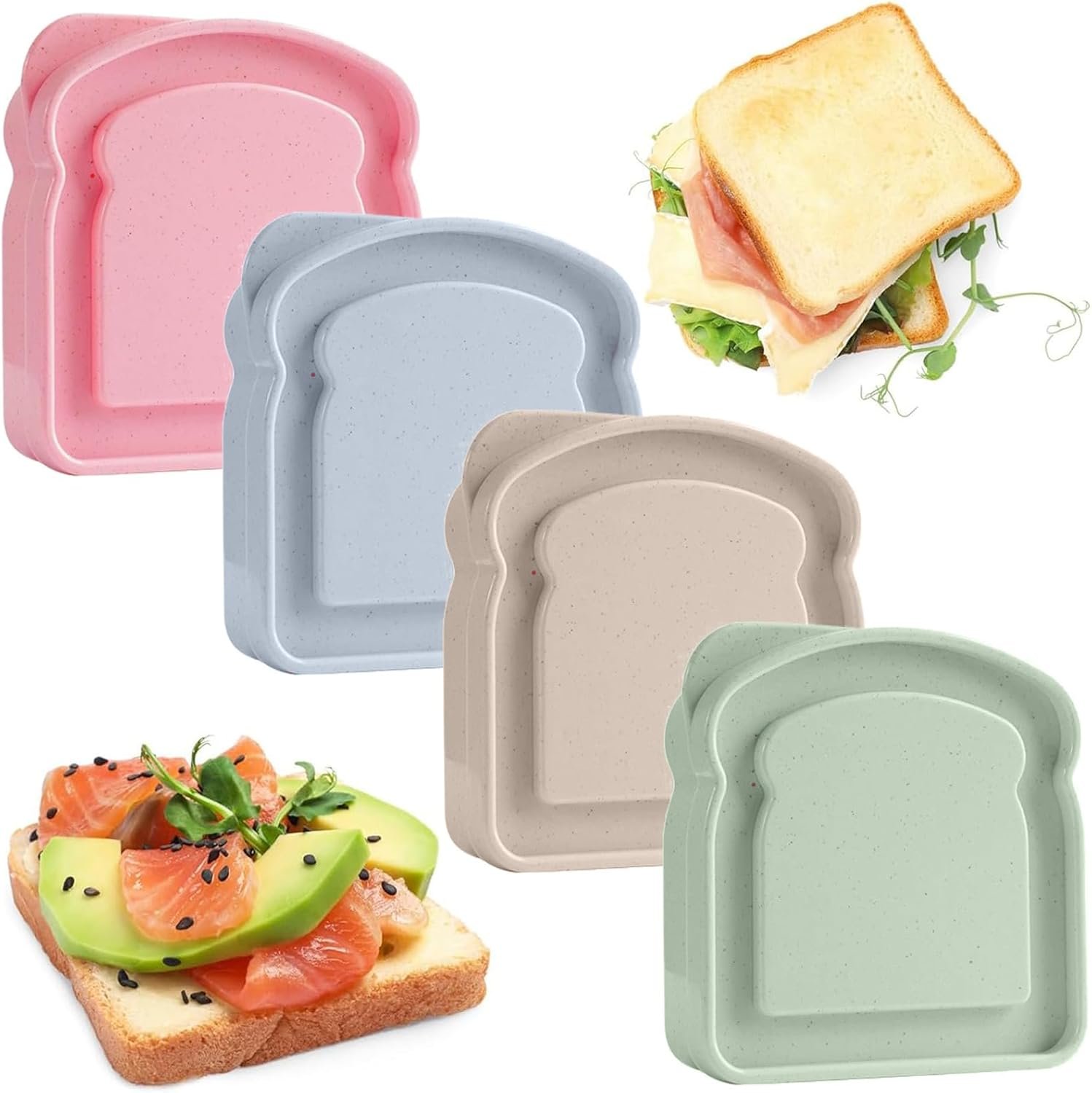 Großhandel 4 Toastform Sandwichboxen 14Oz wiederverwendbare Brotdosen für Erwachsene mit individuellem Logo, Hersteller für Mikrowellenheizung und Gefrieraufbewahrung.