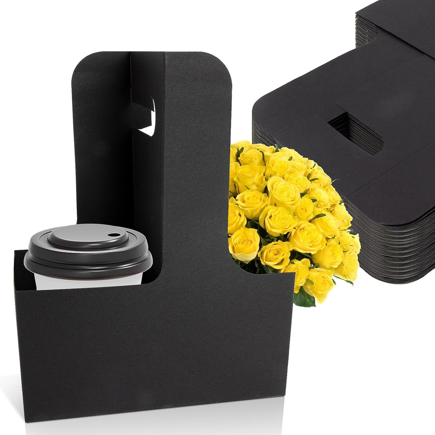 Großhandel 2er Träger für Getränke mit Griff - 12 Stück Einweg-Papierkaffeebecherhalter, stabiler Becherträger für die Lieferung von heißen/kalten Getränken, individuelles Logo für Ihre Eigenmarke.