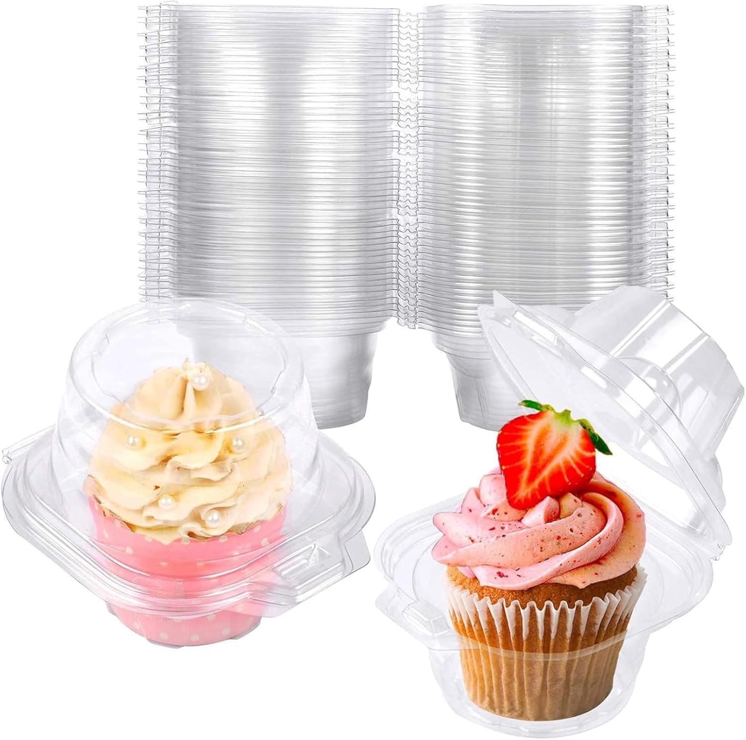 Großhandel 50er Pack individuelle Cupcake Behälter tiefe Kuppel Kunststoff Cupcake Träger OEM Hersteller