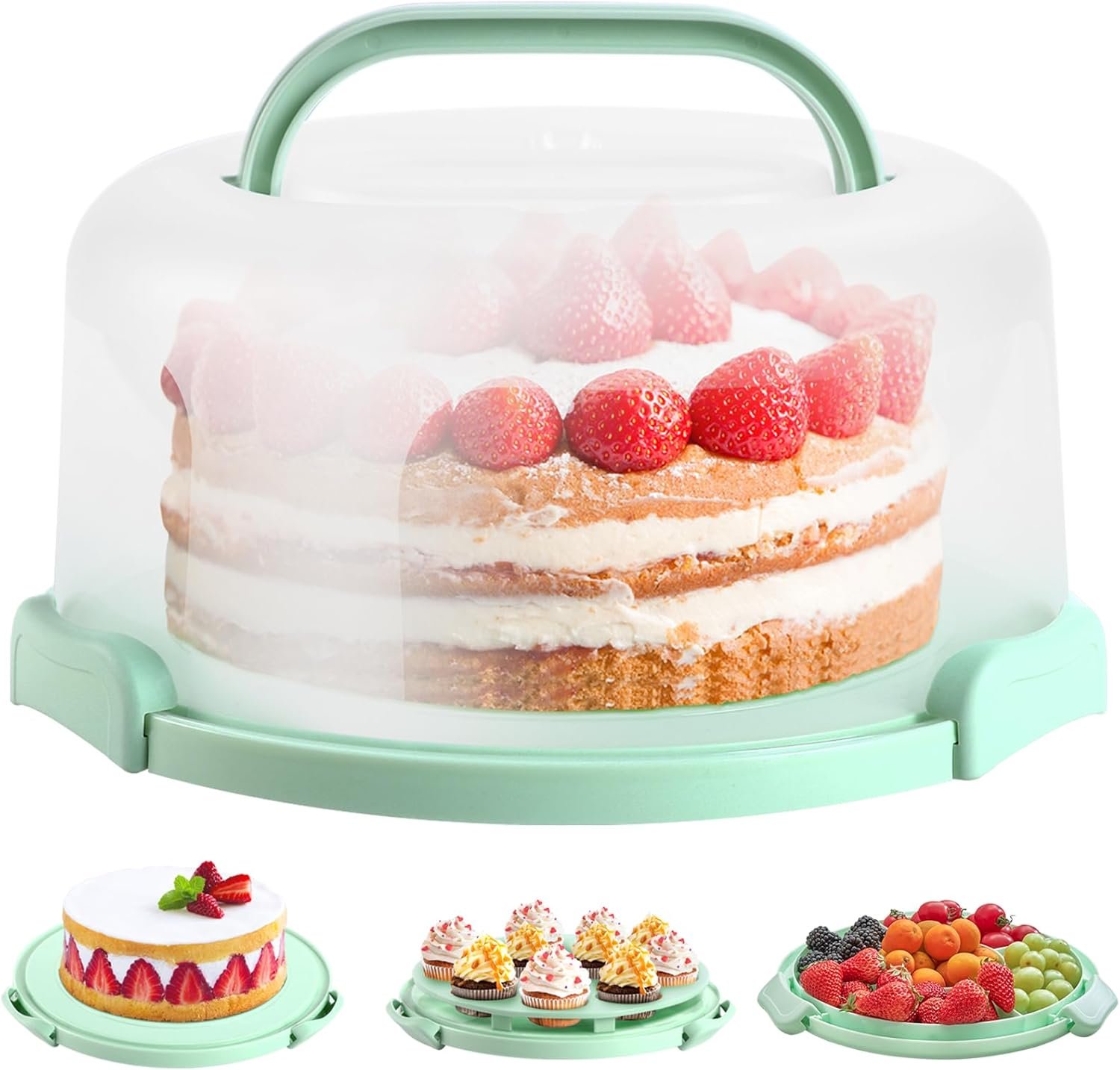 Großhandel Cake Carrier mit Deckel und Griff, BPA-freie Tortenbehälter für 10 Zoll Kuchen, Hersteller von Cupcake Träger - Kunststoffabdeckung mit doppelseitiger Basis für den Transport von Torten, Nüssen und Früchten, perfektes Geschenk für individuelle Marken.