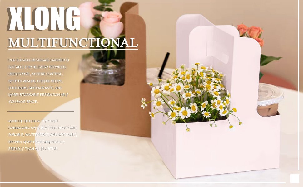 Großhandel 2 Cup Disposable Drink Carrier mit Griff 15 Stück, Papierbecherträger in Pink, Hersteller von praktikablen Cup-Carriern für heiße oder kalte Getränke, OEM für Food Delivery und Take Out Cup Carriers.