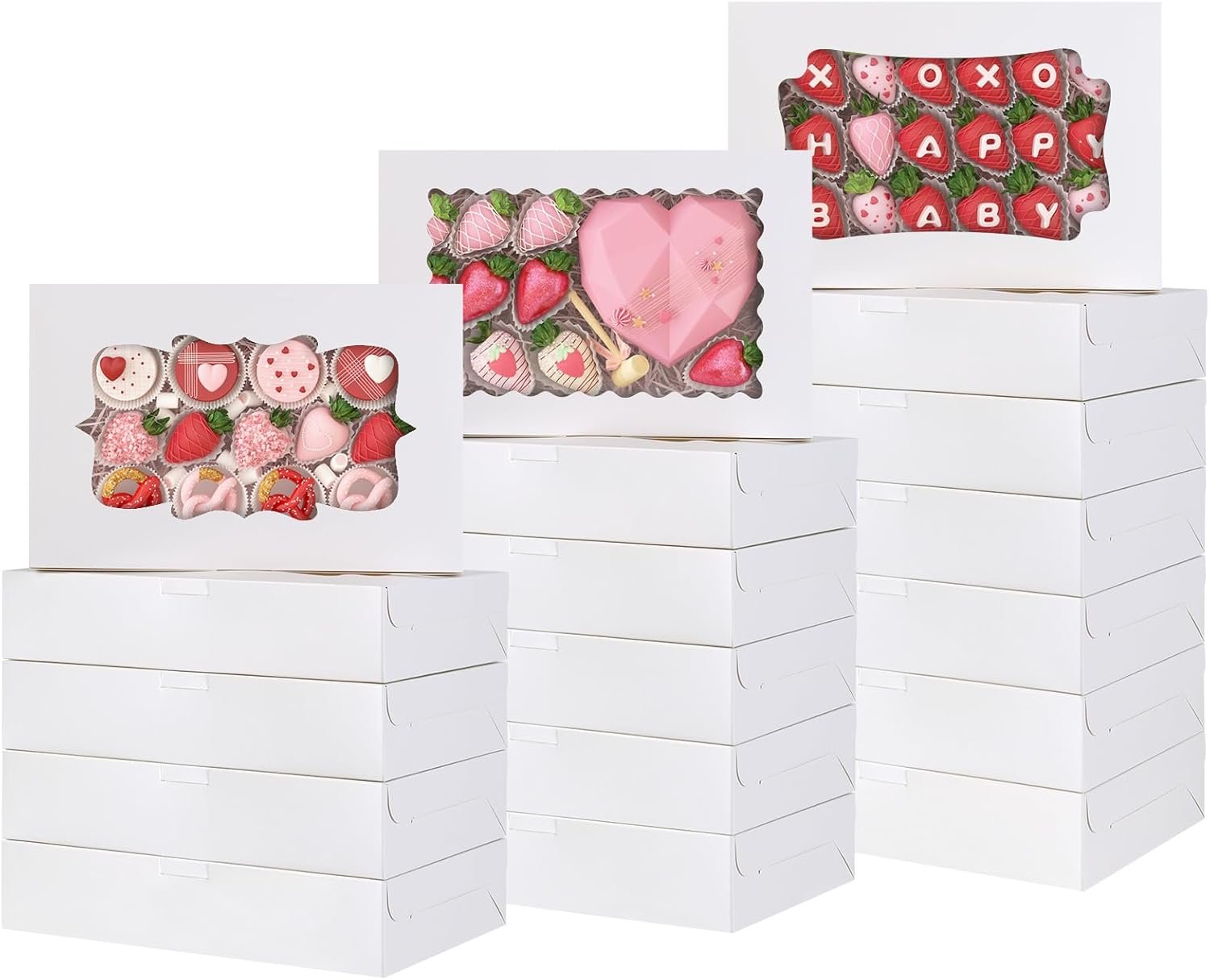 Großhandel Cookie Boxen 60 Stück 12x8x2,5 Zoll, Treat Container mit Fenster für Süßigkeiten, Schokolade, Erdbeeren, Kuchen, Muffins, Donuts, Individuelles Logo, Hersteller.