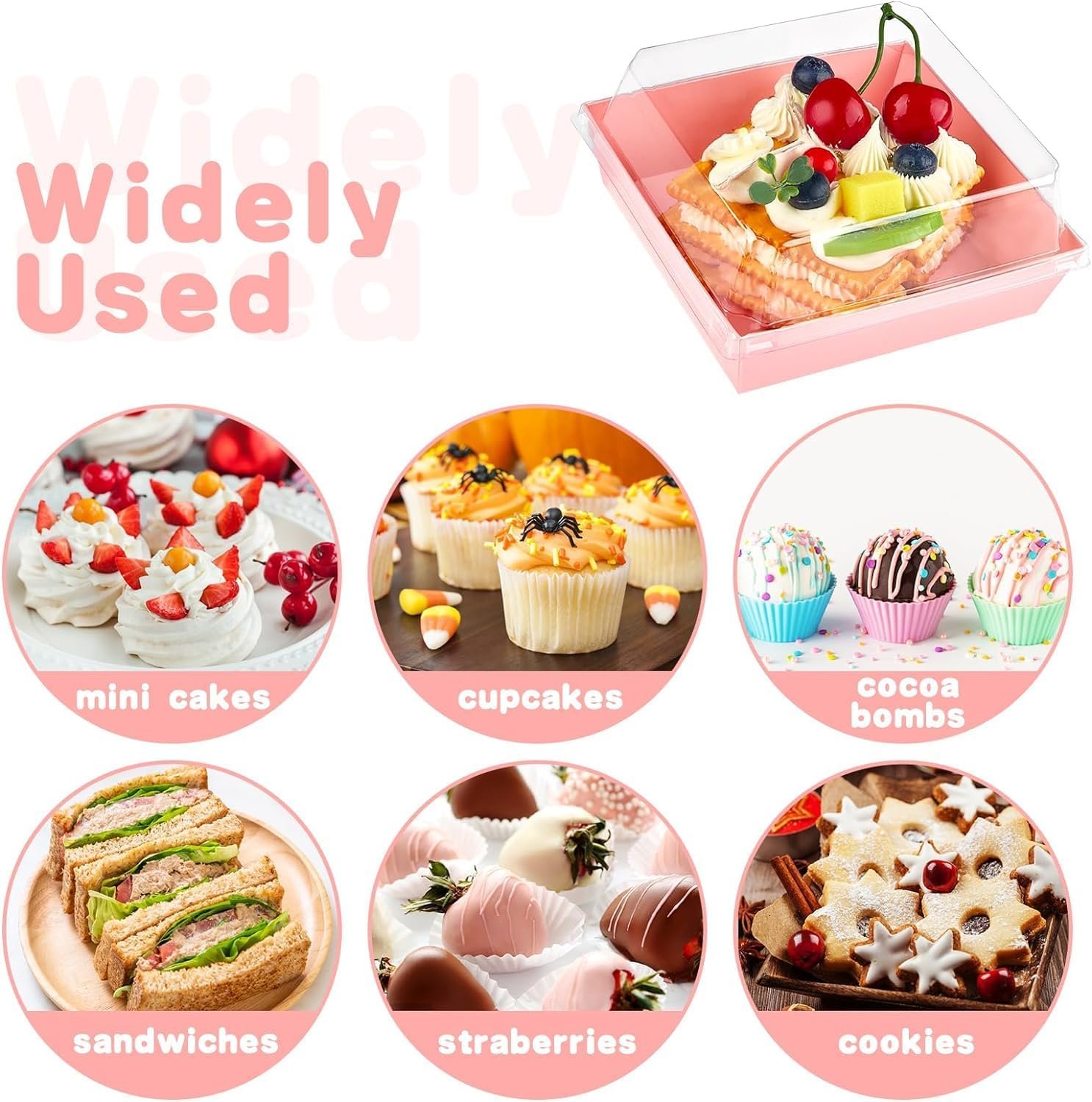 Großhandel 50 Stück kleine Charcuterie-Boxen, 4 Zoll Papier-Bäckerei-Boxen mit klaren Deckeln, Einweg-To-Go-Lebensmittelbehälter für Keks, Kuchenschnitte, Mini-Kuchen, Schokoladen-Erdbeere, individuell bedruckbar, Hersteller für Bulk-Bestellungen.