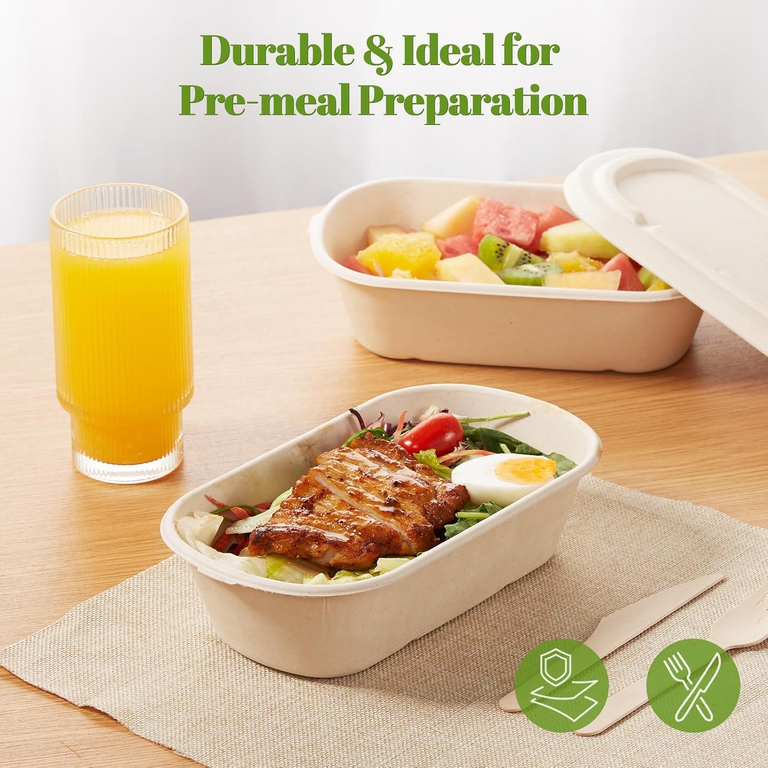 Großhandel 34 oz Einweg Lebensmittelbehälter mit Deckeln – Biologisch abbaubare Lunchbox aus Zuckerrohr, mikrowellenfest für Meal Prep – Individuelles Logo, OEM To-Go Boxen – Packung mit 50