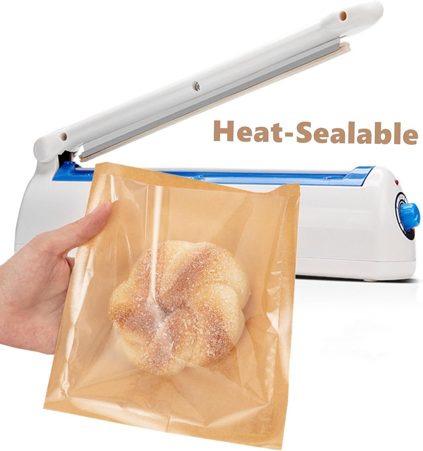 Großhandel 100 Stück hitzeversiegelbare Bäckereitaschen mit Fenster für Egg Sandwich, Donut, Kekse, 7,1x7,5 Zoll, klare Vorderseite, braune Papptüten zum Mitnehmen, fettbeständig, OEM Hersteller