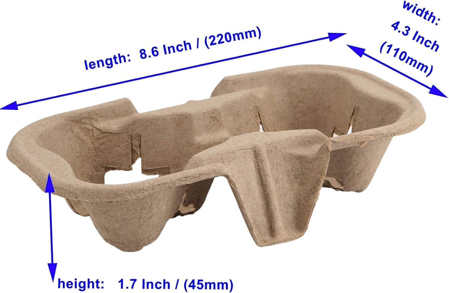 Großhandel 2 Becher Pulp-Faser-Tragetaschen, 100 Stück biologisch abbaubare Einweg-Trinkbecherträger für Kaffee, heiße und kalte Getränke, Transport von Getränken, Lieferservice 8,6 x 4,3 x 1,7 Zoll mit individuellem Logo vom Hersteller.