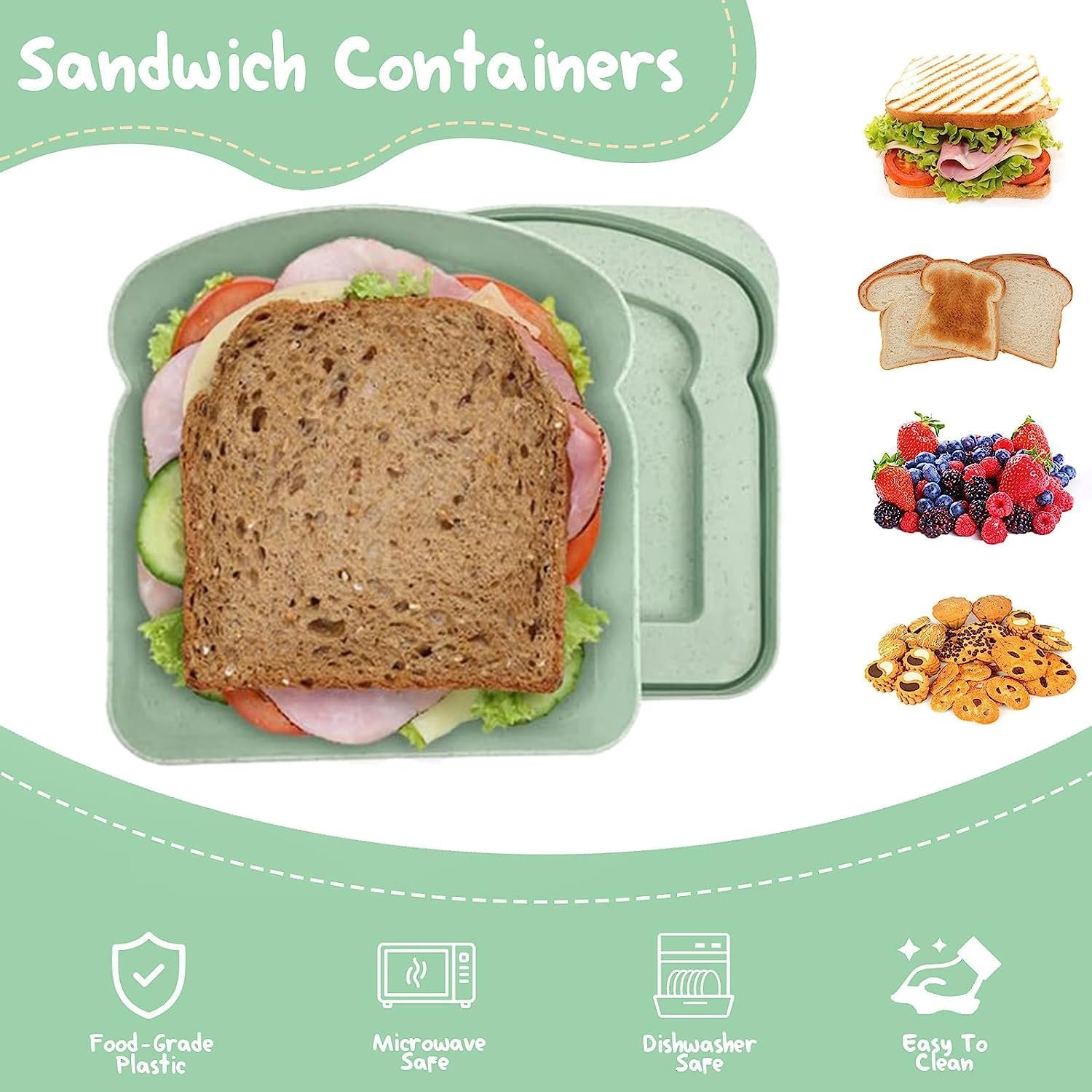 Sandwichbehälter Großhandel, wiederverwendbare Kunststoff-Sandwichbox mit Deckel, BPA-frei, mikrowellengeeignet für Erwachsene, ideal für Büro und Camping, individuell bedruckte Eigenmarke in Grün und Blau, gefertigt von einem zuverlässigen Hersteller.