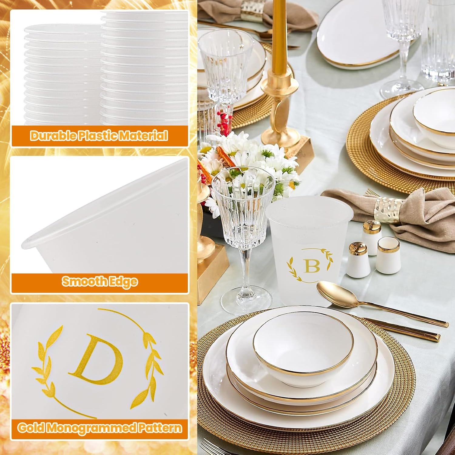 Großhandel 100 personalisierte Kunststoffbecher mit Initialen 12 oz für Hochzeit Empfänge, OEM Hersteller für Baby Shower und Geburtstagsfeiern (Buchstabe M)