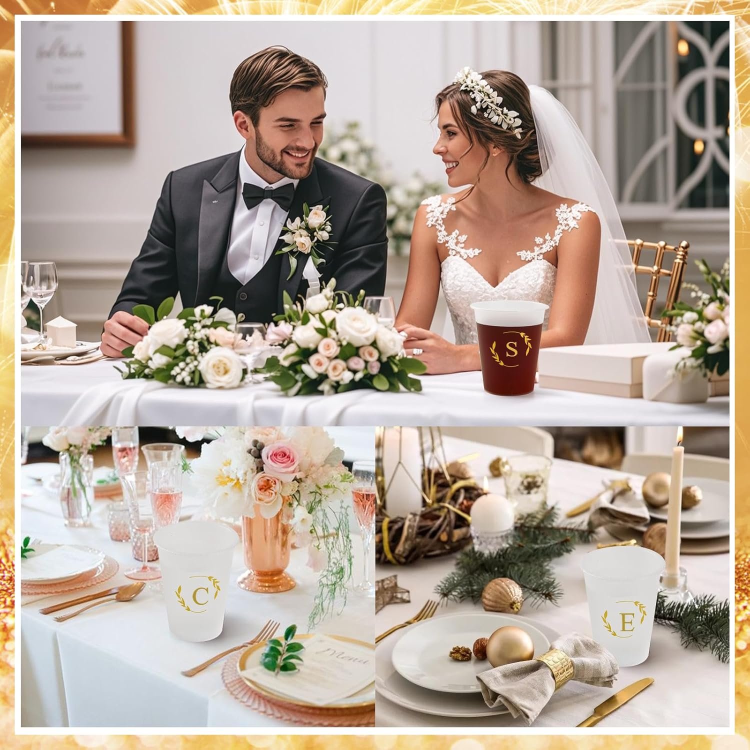 Großhandel 100 personalisierte Kunststoffbecher mit Initialen 12 oz für Hochzeit Empfänge, OEM Hersteller für Baby Shower und Geburtstagsfeiern (Buchstabe M)