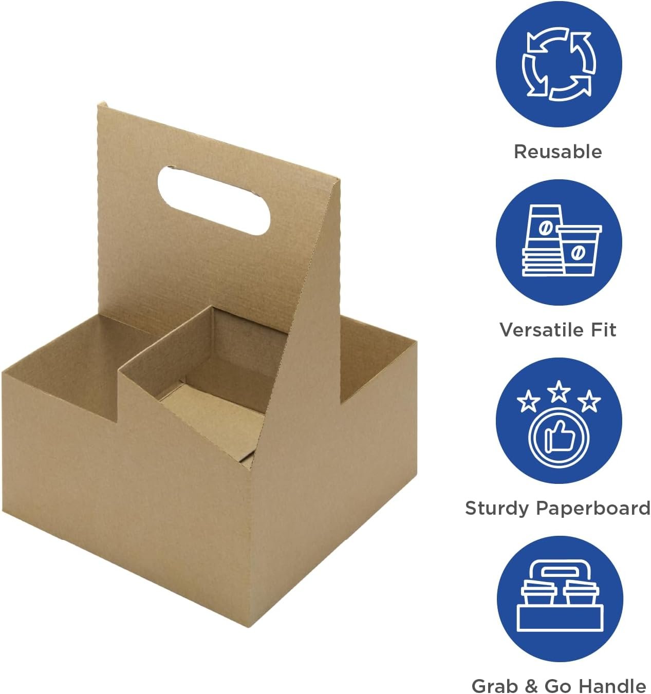 Großhandel Pappträger für Getränke mit Griff – Robuster Kraft-Träger für Kaffee- und Teebehälter, passend für 12-32 oz Becher – Individuelles Logo, umweltfreundlich, Einweg-Drink-Halter (4-Becher) von einem zuverlässigen Lieferanten.