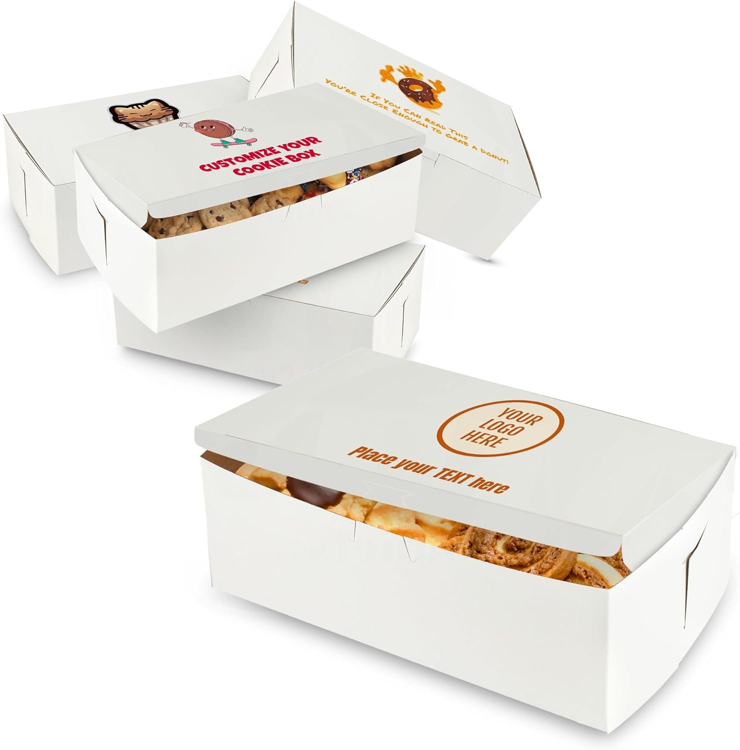 Großhandel 10" x 6" x 3.5" individuelle Logo bedruckte Backwarenboxen - ODM Hersteller für Donut- und Cupcake-Boxen (Packung mit 15) - individuell anpassbar