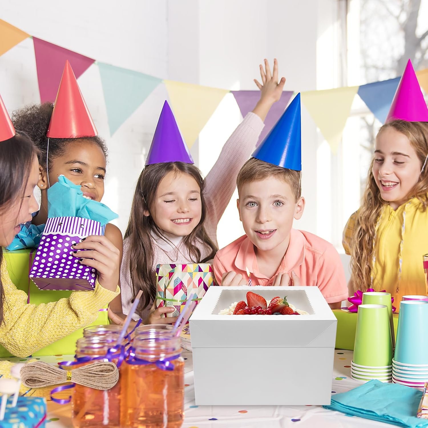 Großhandel 30 Stück Kuchenboxen 12x12x8 Zoll mit Fenster für große Torten, Individuelles Logo, Dessert-Kartonagen für Geburtstagsparty und Hochzeit, Hersteller von hochwertigen Verpackungen in Großmenge