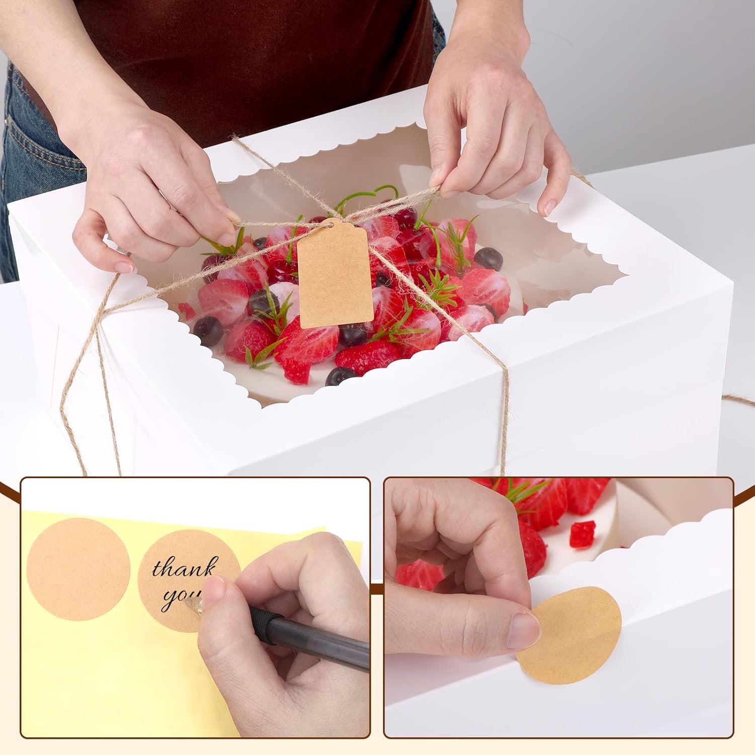 Großhandel 30 Stück Kuchenboxen 12x12x8 Zoll mit Fenster für große Torten, Individuelles Logo, Dessert-Kartonagen für Geburtstagsparty und Hochzeit, Hersteller von hochwertigen Verpackungen in Großmenge