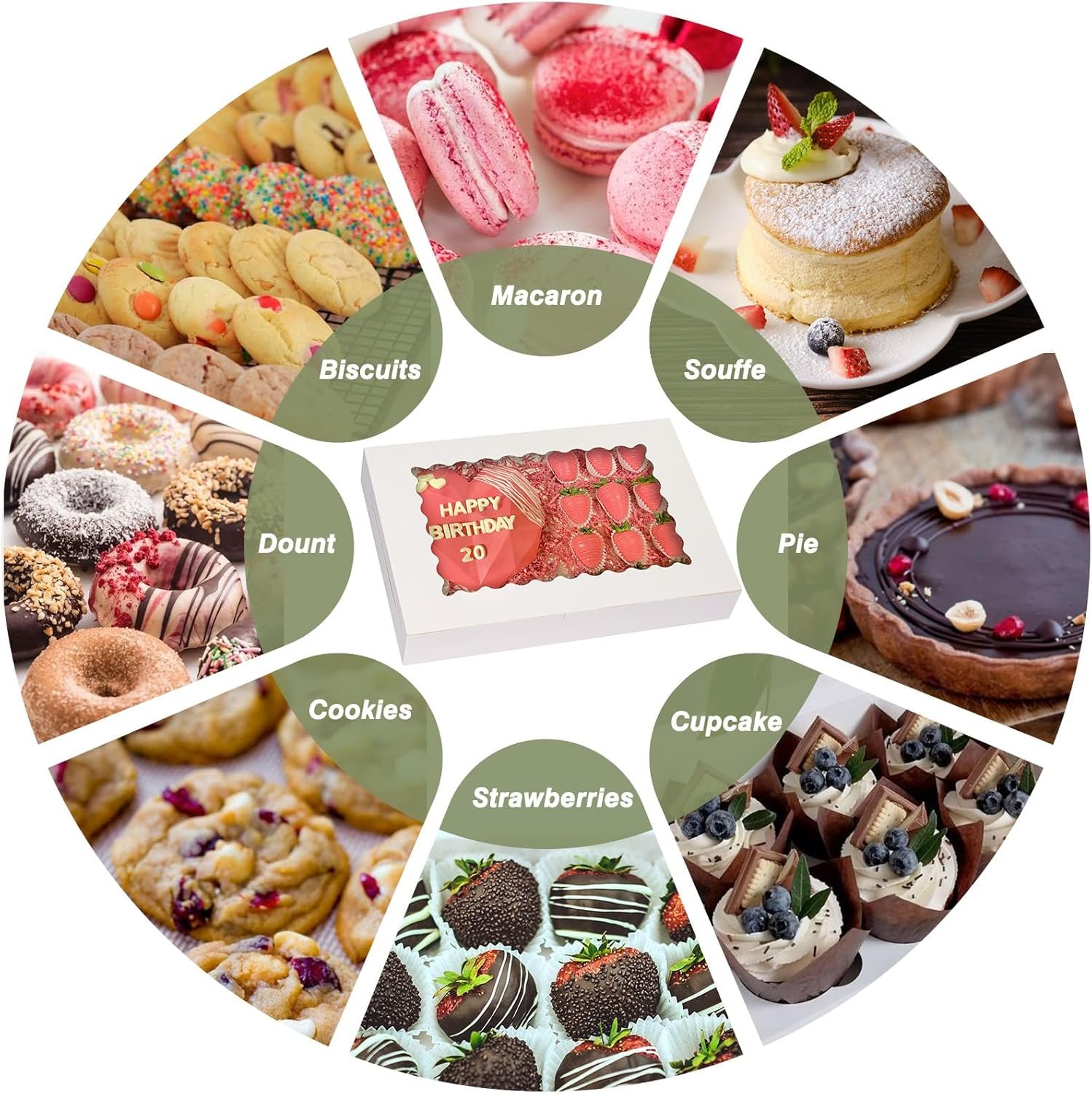 Großhandel 30 Stück große Backboxen mit Fenster, 14x10x2,5 Zoll, für Leckereien, Pies, Schokoladen-Erdbeeren, Muffins, Donuts und Desserts, Individuelles Logo, Hersteller für Bulk-Bestellungen.