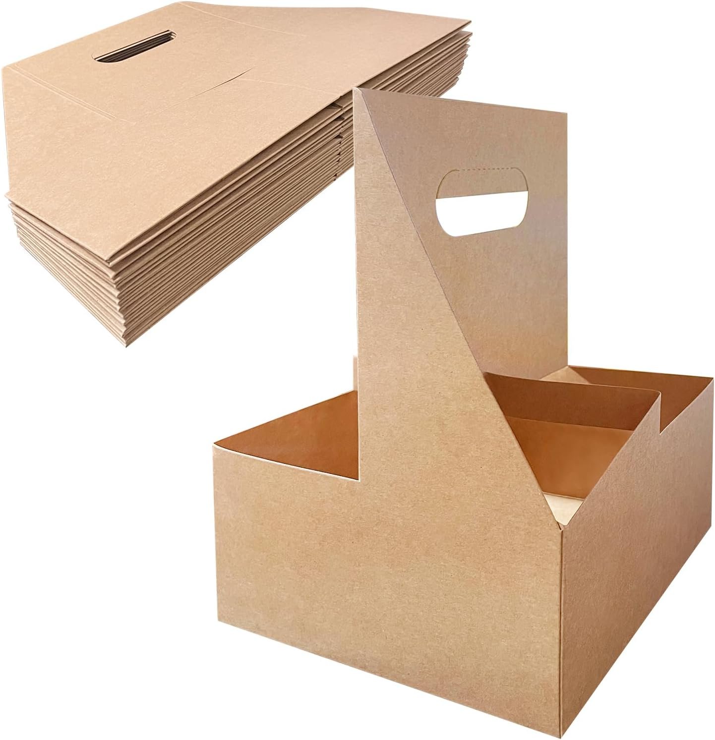 Großhandel 50 Pcs Coffee Drink Carrier mit Handle (4 Tassen), einsetzbarer Getränkehalter mit Handle, OEM bequeme Einwegbecherhalter für Getränke, ideal für alle Ihre Getränke- und Lebensmittellieferungen.