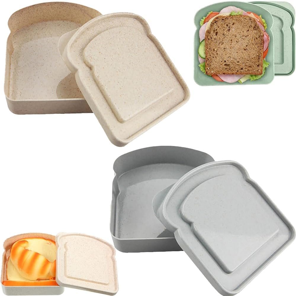 Großhandel Sandwich Container, 2 Stück Plastik Box für Lebensmittelaufbewahrung, Toast-Form Halter für das Mittagessen, Sandwich Keeper für Erwachsene, Hersteller für individuelle Logo und OEM (Weiß Grau)