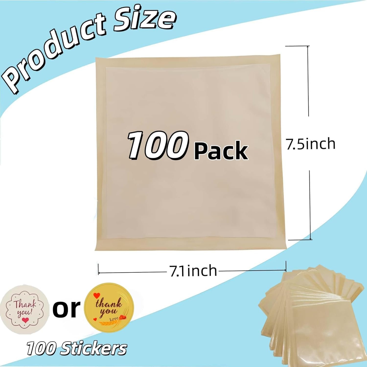 Großhandel 100er Pack 7.1x7.5 Zoll Cookie-Beutel mit Fenster & Aufkleber für Verpackungen, Hersteller für versiegelbare, fettbeständige kleine braune Papiertüten für Brot, individuelles Logo verfügbar.