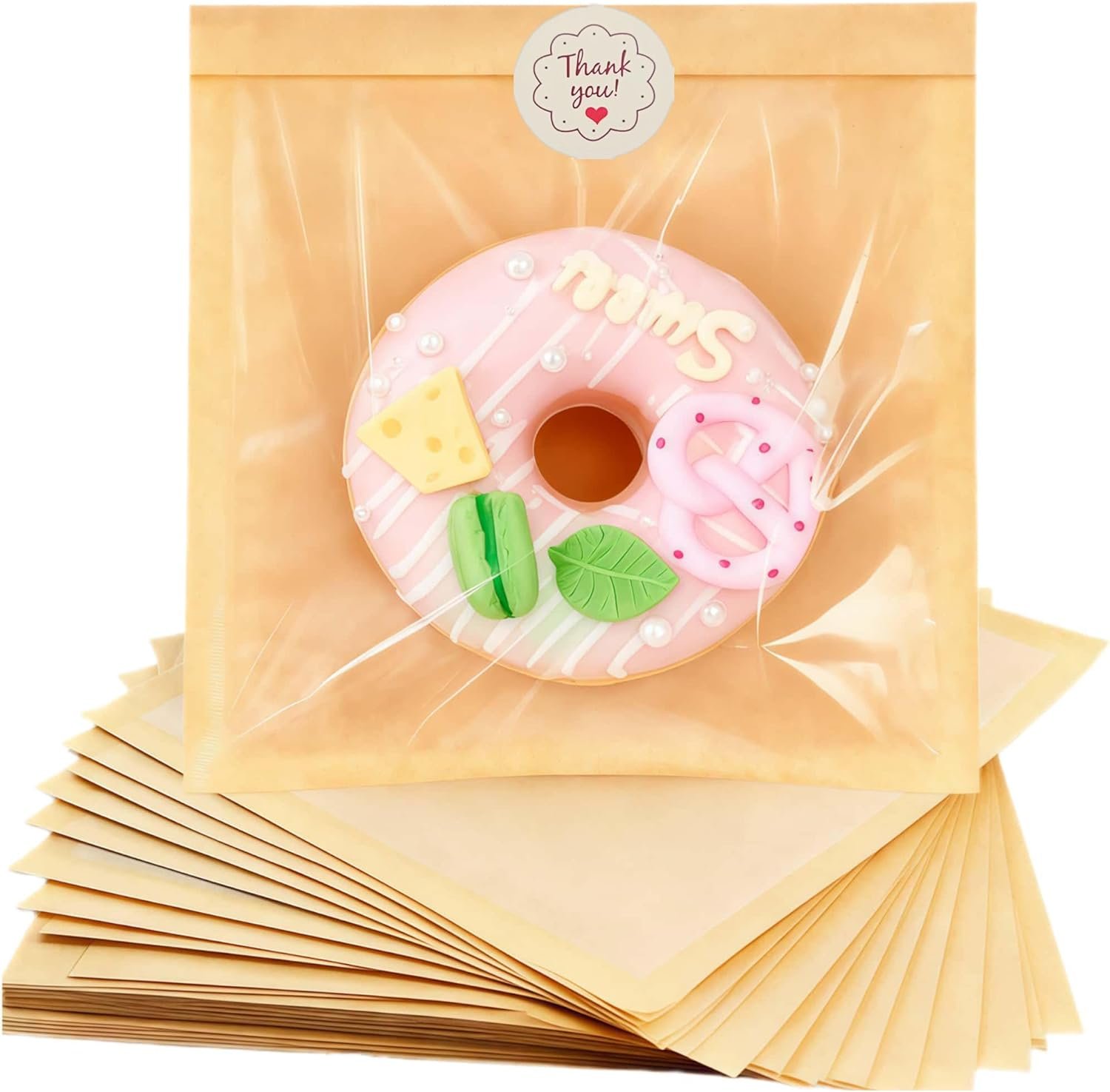 Großhandel 100er Pack 7.1x7.5 Zoll Cookie-Beutel mit Fenster & Aufkleber für Verpackungen, Hersteller für versiegelbare, fettbeständige kleine braune Papiertüten für Brot, individuelles Logo verfügbar.