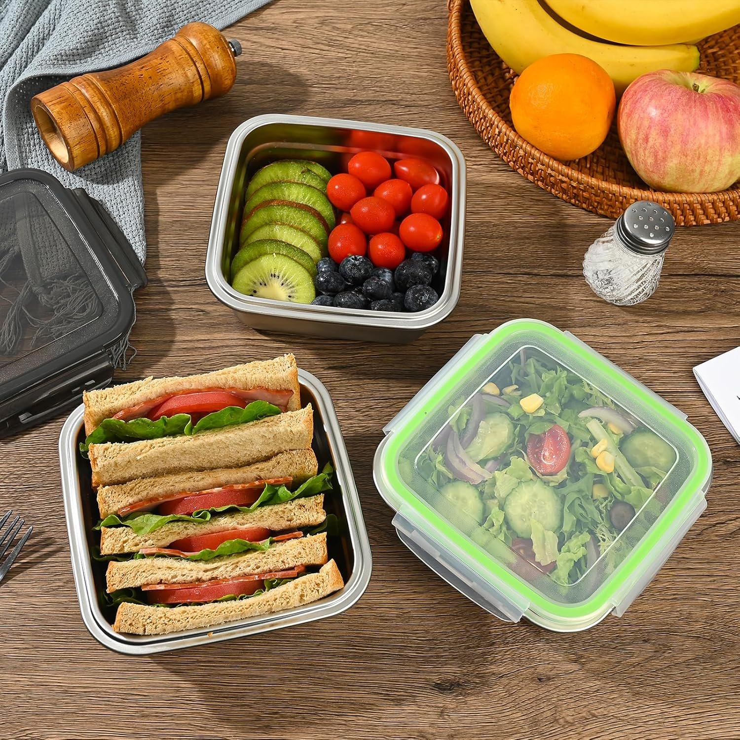 Großhandel 3er-Pack Sandwichbehälter, 24oz Edelstahl-Sandwichbox mit luftdichten Deckeln, wiederverwendbare Metall-Lunchboxen, BPA-frei, geschirrspülerfest – Lebensmittelaufbewahrungsbehälter für Familien, Hersteller und individuelles Logo Großhandel 3er-Pack Sandwichbehälter, 24oz Edelstahl-Sandwichbox mit luftdichten Deckeln, wiederverwendbare Metall-Lunchboxen, BPA-frei, geschirrspülerfest – Lebensmittelaufbewahrungsbehälter für Familien, Hersteller und individuelles Logo