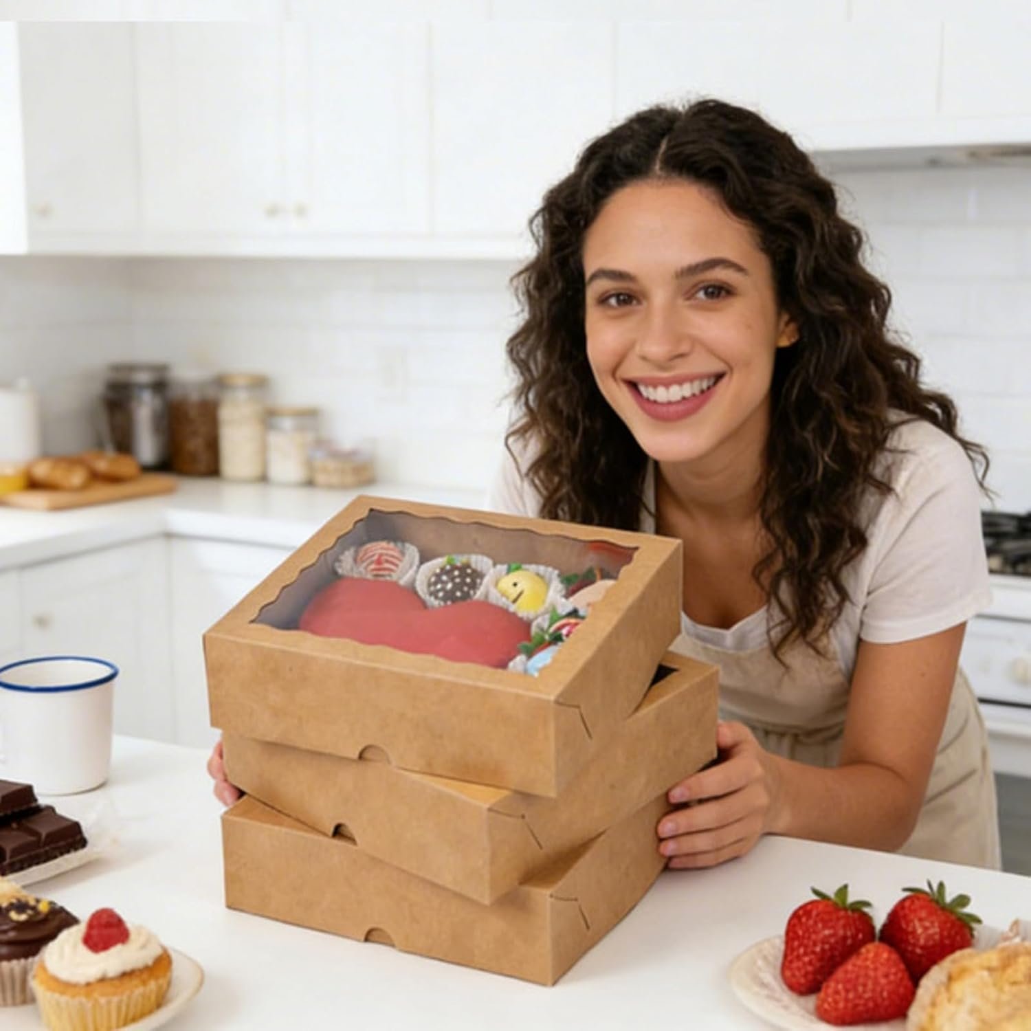 Großhandel 50 Stück 9x9x2,5 Zoll braune Bäckereiboxen mit Fenster, ideal für individuelle Logos, perfekt für Pralinen, Macarons und Trüffel, Hersteller von Geschenkverpackungen für Thanksgiving, Muttertag und Weihnachtsfeiern. Großhandel 50 Stück 9x9x2,5 Zoll braune Bäckereiboxen mit Fenster, ideal für individuelle Logos, perfekt für Pralinen, Macarons und Trüffel, Hersteller von Geschenkverpackungen für Thanksgiving, Muttertag und Weihnachtsfeiern.