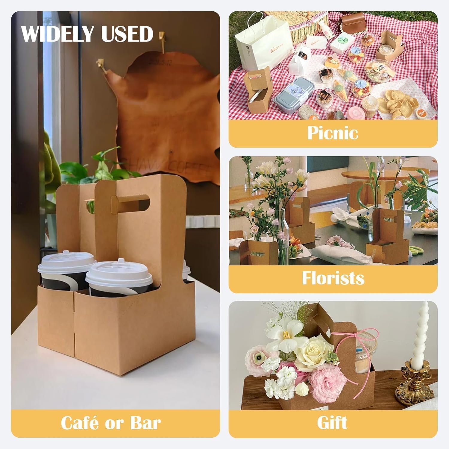 Großhandel 2er Getränke Träger mit Griff, brauner Karton Kaffeebecher Halter für Lieferung, Hersteller für individuell gestaltetes Logo, 10 Stück