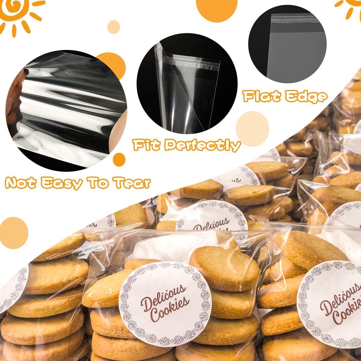 Cookie Beutel im Großhandel, 200 Stück, 5x7 Zoll, klare Cellophan Taschen mit selbstklebendem Verschluss, 3.1 Mils, wiederverwendbare Plastiktüten für Kekse, Süßigkeiten, Brot, Partygeschenke, Bäckerei, Geschenkverpackung, individuelle Logos möglich, vom Hersteller. Cookie Beutel im Großhandel, 200 Stück, 5x7 Zoll, klare Cellophan Taschen mit selbstklebendem Verschluss, 3.1 Mils, wiederverwendbare Plastiktüten für Kekse, Süßigkeiten, Brot, Partygeschenke, Bäckerei, Geschenkverpackung, individuelle Logos möglich, vom Hersteller.