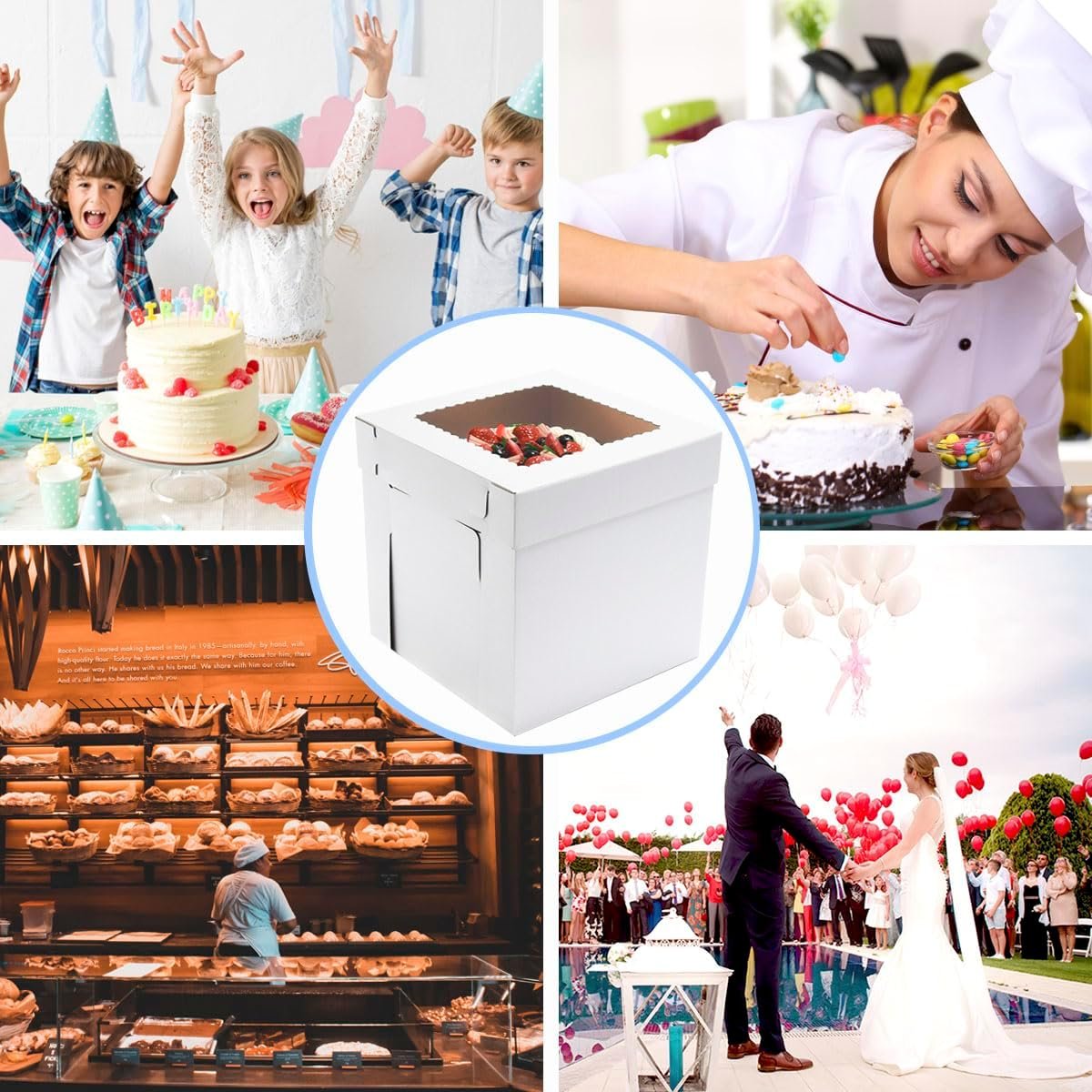 Großhandel 10er Pack hohe Kuchenboxen 12x12x12 Inch, robuste Kuchenbehälter mit Fenster, OEM und Hersteller für individuelle Logo-Lösungen