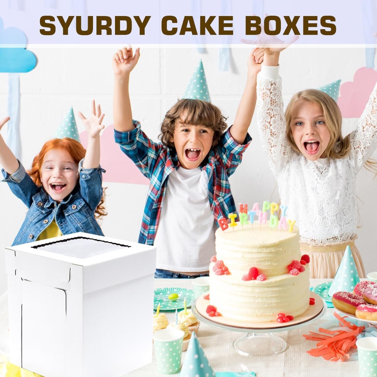 Großhandel 10er Pack hohe Kuchenboxen 12x12x12 Inch, robuste Kuchenbehälter mit Fenster, OEM und Hersteller für individuelle Logo-Lösungen