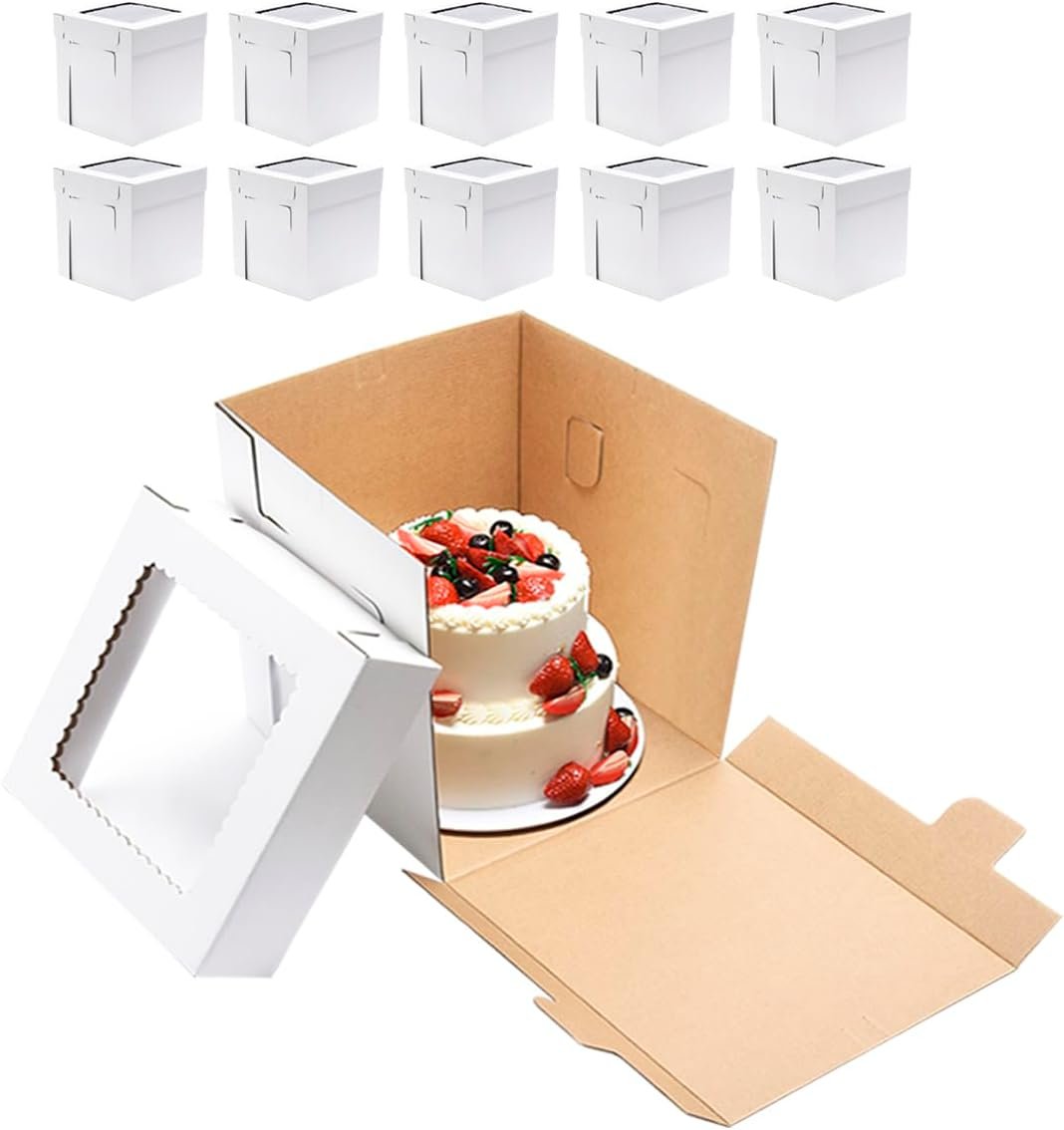 Großhandel 10er Pack hohe Kuchenboxen 12x12x12 Inch, robuste Kuchenbehälter mit Fenster, OEM und Hersteller für individuelle Logo-Lösungen