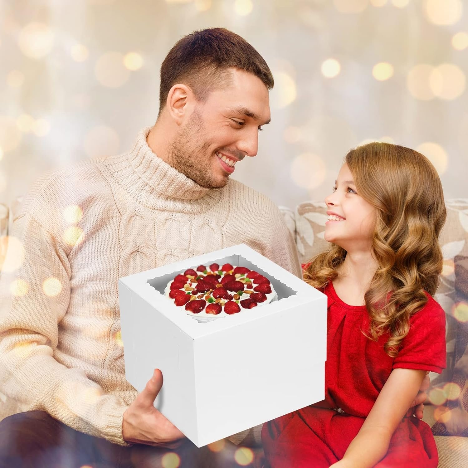 Großhandel 10 Sets Kuchenboxen mit Fenster, 10x10x8 Zoll hoch, für Pastries, Chocolates und Cookies, individueller Logo-Druck, Hersteller von hochwertigen Verpackungen im Bulk.