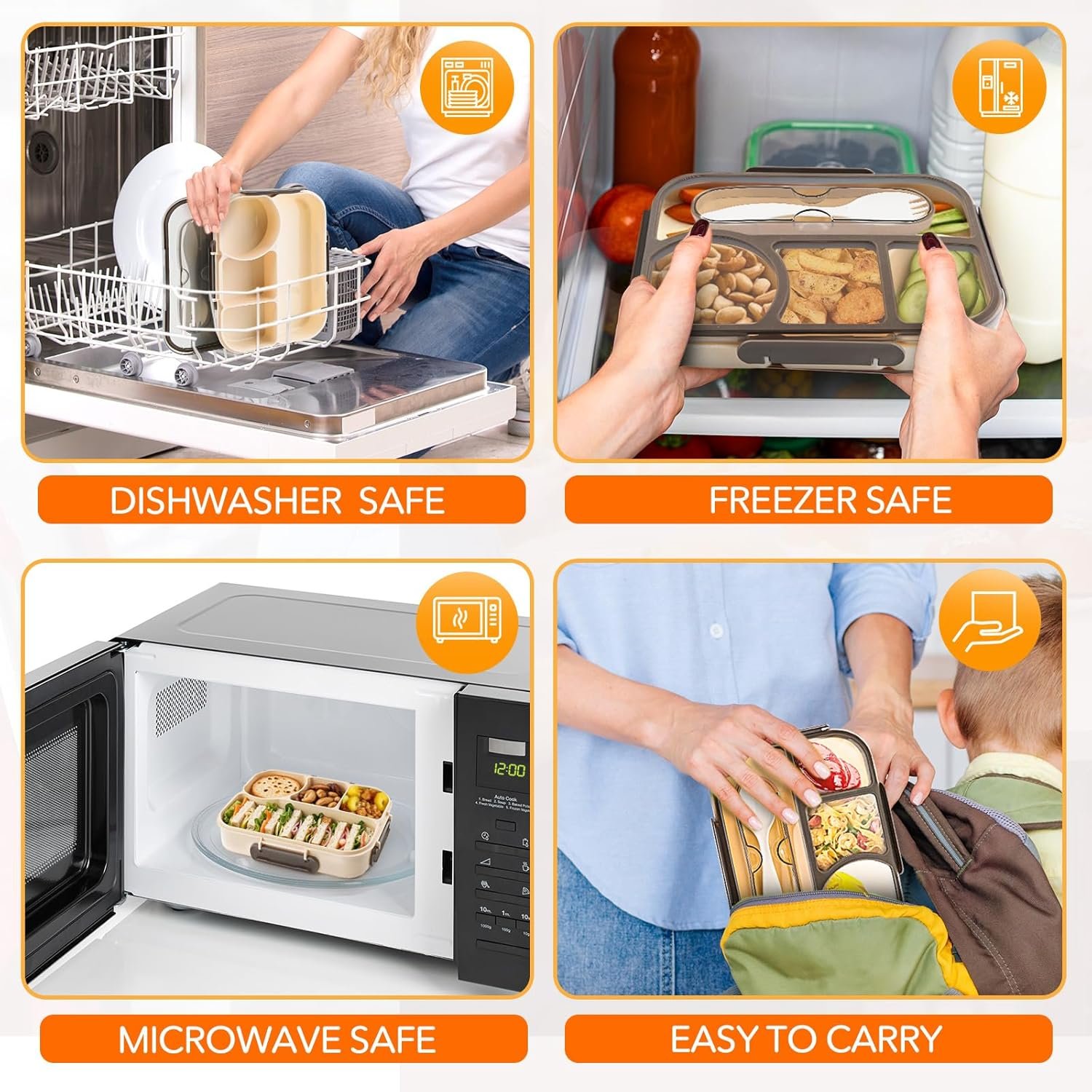 Großhandel 4-Fächer Bento Box für Erwachsene, hitzebeständige Lunch Box, robust und spülmaschinenfest, individueller Logoaufdruck, BPA-freie Materialien, Hersteller für maßgeschneiderte Lösungen