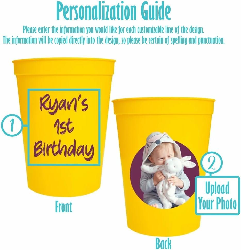 Individuelles Logo für individuelle 16 oz Plastikbecher – Großhandel für personalisierte Becher mit Foto und Text – Hersteller für Auswahl von Becherfarbe, Textfarbe und Menge – Partysouvenir für Geburtstagsfeiern und Veranstaltungen (Circle Backdrop) Individuelles Logo für individuelle 16 oz Plastikbecher – Großhandel für personalisierte Becher mit Foto und Text – Hersteller für Auswahl von Becherfarbe, Textfarbe und Menge – Partysouvenir für Geburtstagsfeiern und Veranstaltungen (Circle Backdrop)