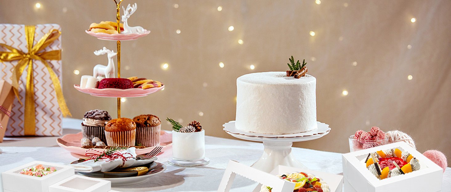 Großhandel 10 Zoll hohe Kuchenboxen 16 Stück mit Fenster, individuellem Logo, für Torten geeignet, große Kartonverpackungen mit Deckel für Hochzeit, Geburtstag, Party, vom Hersteller in Bulk.