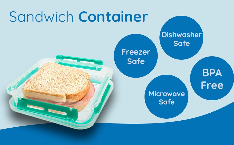 Großhandel BPA-freier Sandwichbehälter, wiederverwendbar und lecksicher mit abnehmbarer Abdeckung für Gemüse und Sandwiches, individuelles Logo, 1 Packung in variierenden Farben.