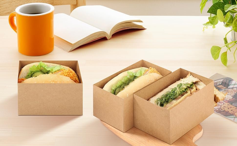 Großhandel 30 Stück Kraftpapier Sandwich Boxen, Mini Burger Boxen für Toast, Donuts und Burger, Individuelles Logo, Hersteller, Bulk Großhandel 30 Stück Kraftpapier Sandwich Boxen, Mini Burger Boxen für Toast, Donuts und Burger, Individuelles Logo, Hersteller, Bulk