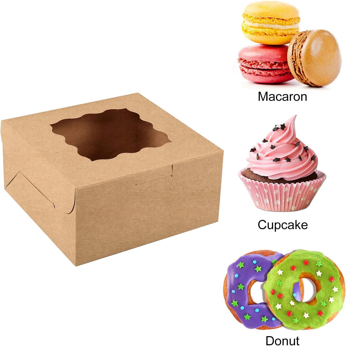 Großhandel 24 Stück Patisserie Boxen 6x6x3in mit Fenster, individuell bedruckte Pappkartons für Cookies, Mini-Kuchen und Gebäck, einschließlich Pergamentpapier und Aufkleber, ideal für Hochzeiten, Partys und Geburtstagsfeiern, OEM Hersteller.
