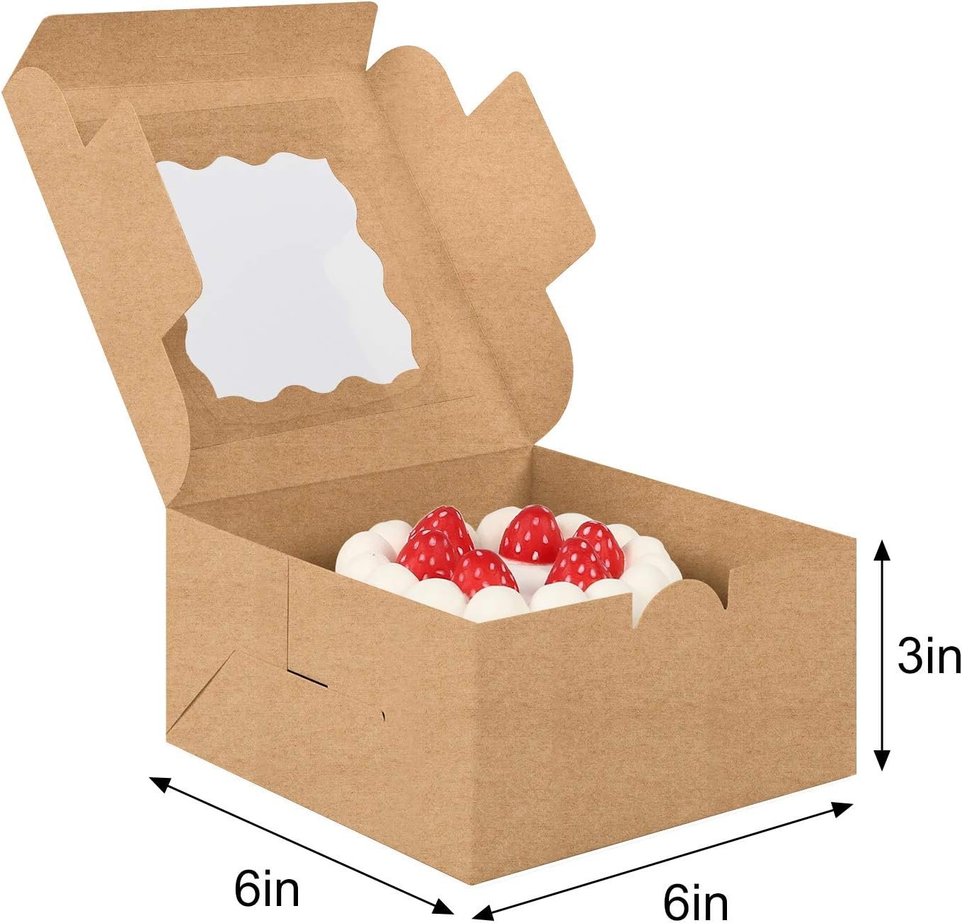 Großhandel 24 Stück Patisserie Boxen 6x6x3in mit Fenster, individuell bedruckte Pappkartons für Cookies, Mini-Kuchen und Gebäck, einschließlich Pergamentpapier und Aufkleber, ideal für Hochzeiten, Partys und Geburtstagsfeiern, OEM Hersteller.