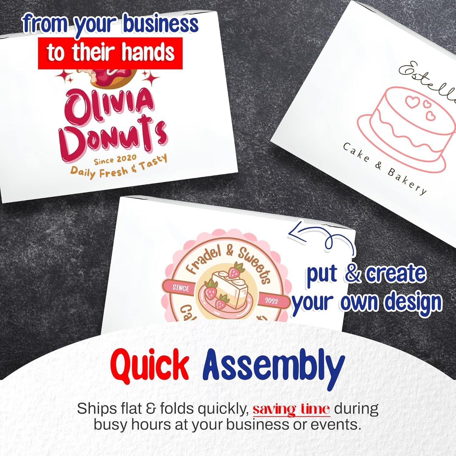 Großhandel individuelle Logo Bedruckte weiße Kuchenboxen 18