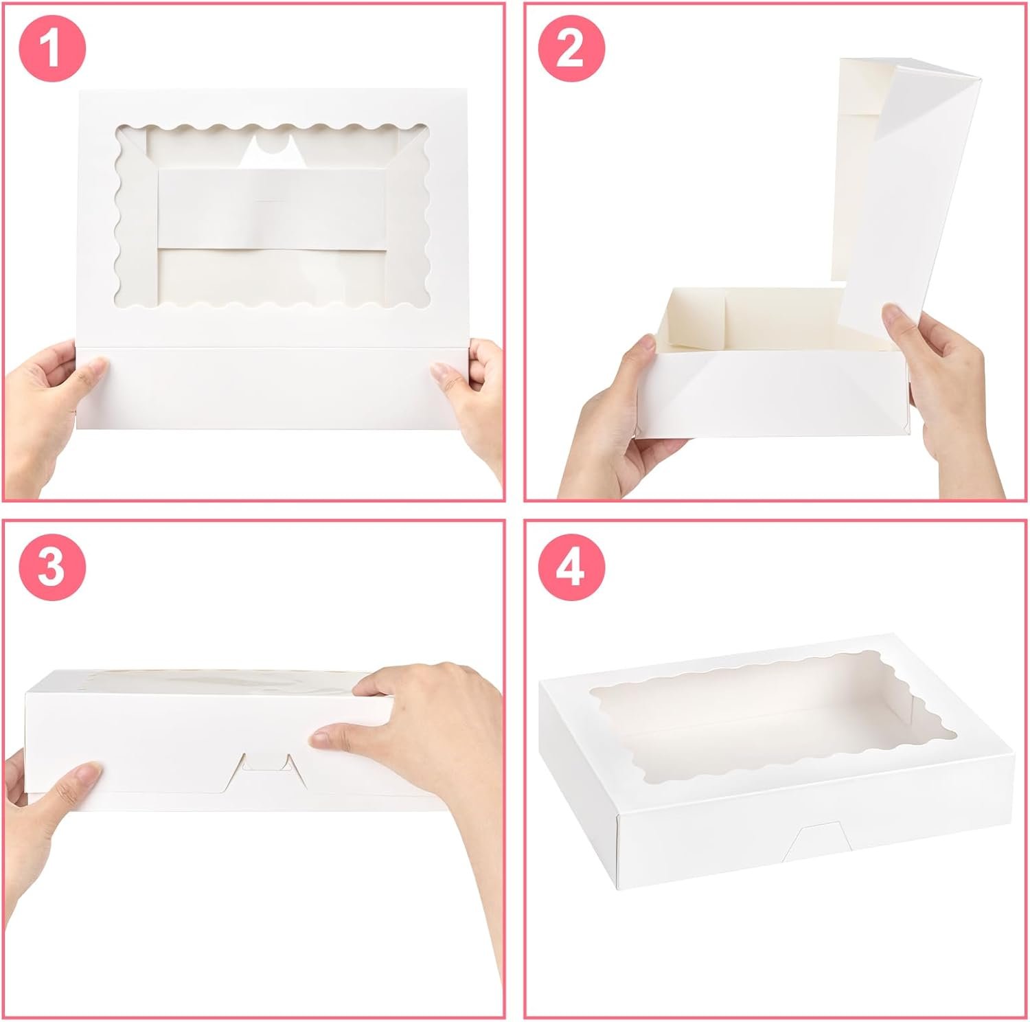 Großhandel 30 Stück pastry Boxen mit Fenster 12 x 8 x 2,5 Zoll für Schokoladenüberzogene Erdbeeren, Kekse, Muffins, Donuts und brechbare Herzen – Individuelles Logo, Hersteller und Bulk Verpackungen