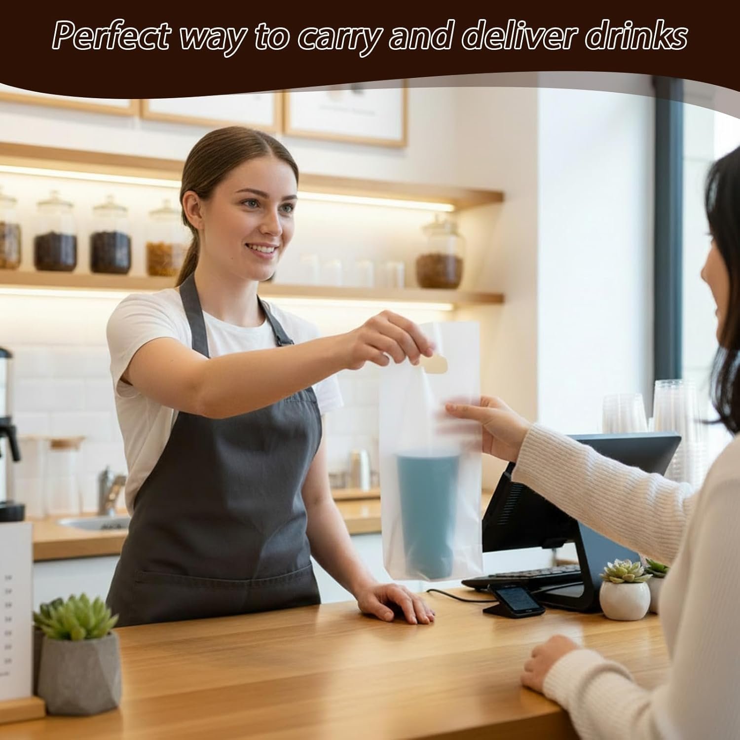 Großhandel 600 Stück klare Plastiktüten für Getränke mit Griff 11x6 Zoll Trägerbeutel für Einzelbecher für Kaffee, Tee, Saft, Lieferung, OEM Anbieter Großhandel 600 Stück klare Plastiktüten für Getränke mit Griff 11x6 Zoll Trägerbeutel für Einzelbecher für Kaffee, Tee, Saft, Lieferung, OEM Anbieter