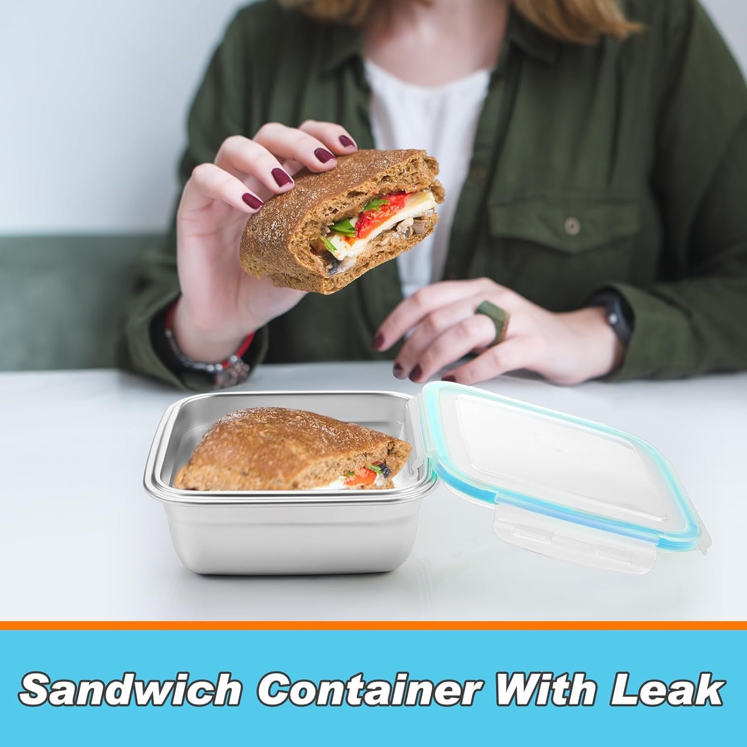 Großhandel 4er Set Edelstahl-Sandwichbehälter mit Deckeln 25,4 oz für Mittagessen und Snacks, Hersteller mit luftdichtem Silikonverschluss, individuell bedruckbar in Hellblau Großhandel 4er Set Edelstahl-Sandwichbehälter mit Deckeln 25,4 oz für Mittagessen und Snacks, Hersteller mit luftdichtem Silikonverschluss, individuell bedruckbar in Hellblau