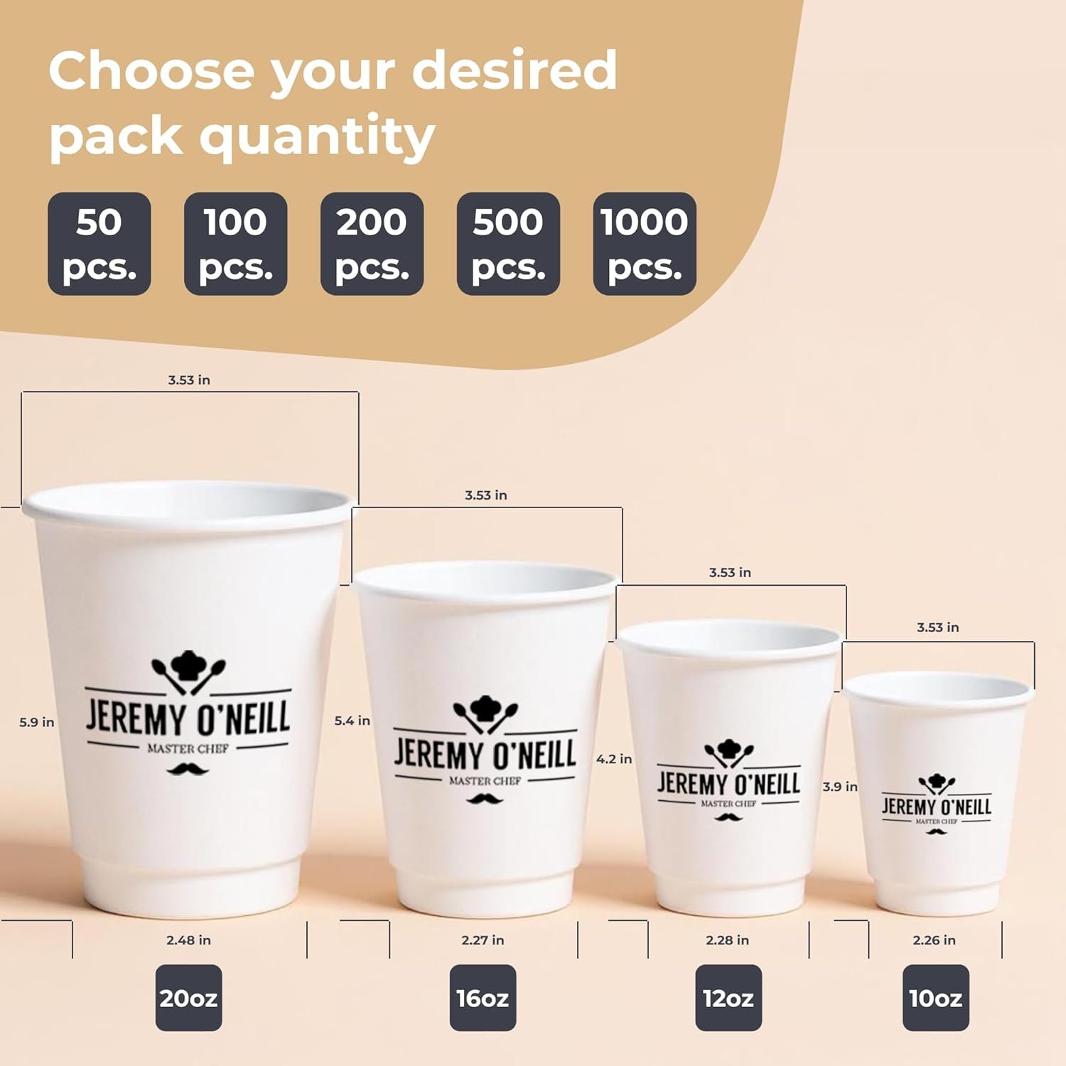 Großhandel maßgeschneiderte Pappkaffeebecher 10oz, Packung mit 50, doppelt wandig, auslaufsicher für heiße und kalte Getränke, perfekt für Feiern oder festliche Veranstaltungen, individuelles Logo oder Text, Hersteller.