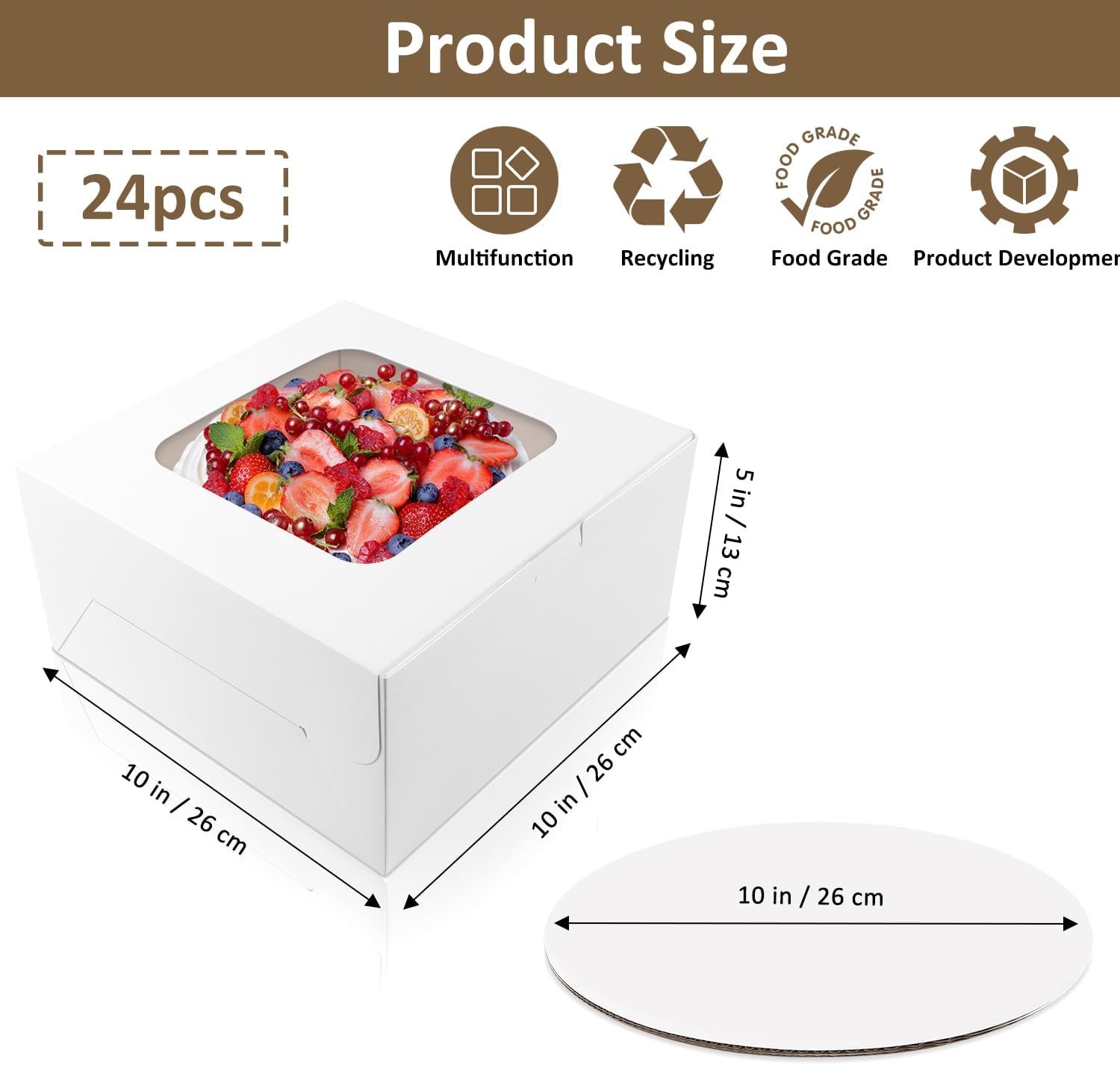 Großhandel Cake Box Sets 10x10x5 Zoll, mit individuellen Logo, Einweg-Cakeboxen inklusive Cake Boards und Stickern für Muttertag, Gebäck, Cupcakes, Torten, Kekse, Hersteller für Ihr Geschäft Großhandel Cake Box Sets 10x10x5 Zoll, mit individuellen Logo, Einweg-Cakeboxen inklusive Cake Boards und Stickern für Muttertag, Gebäck, Cupcakes, Torten, Kekse, Hersteller für Ihr Geschäft