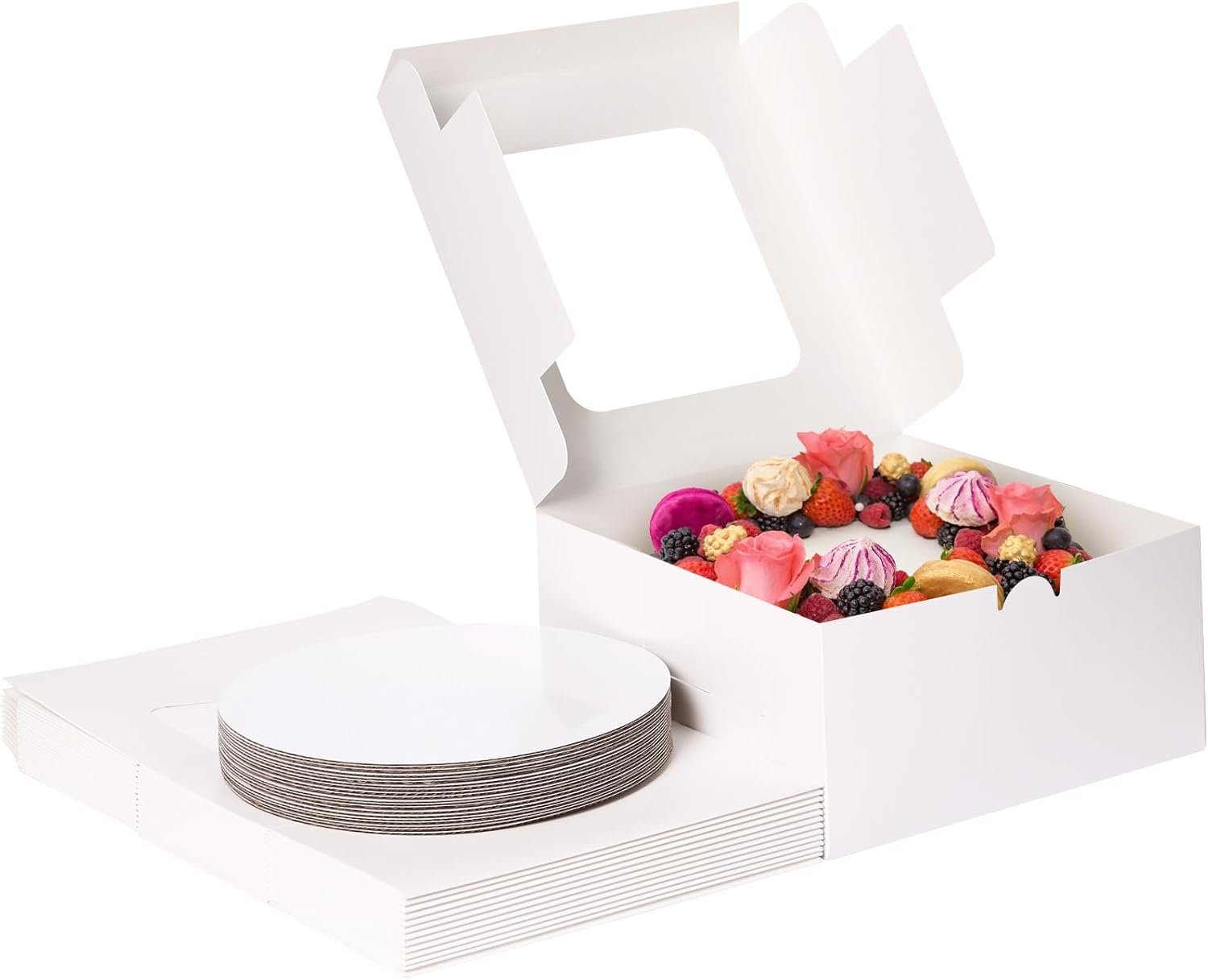 Großhandel Cake Box Sets 10x10x5 Zoll, mit individuellen Logo, Einweg-Cakeboxen inklusive Cake Boards und Stickern für Muttertag, Gebäck, Cupcakes, Torten, Kekse, Hersteller für Ihr Geschäft
