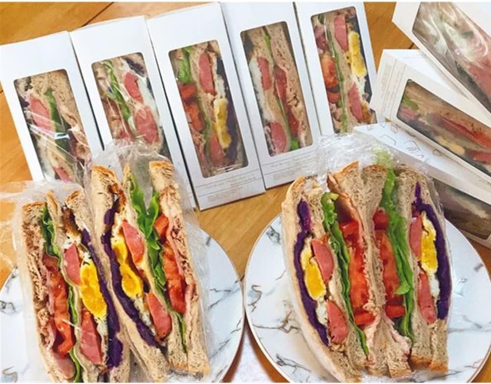 Großhandel Sandwichboxen 100 Stück, umweltfreundliche Sandwich-Ecke mit Fenster für Takeaway-Dienste von Herstellern, geeignet für Bäckerei und Restaurants