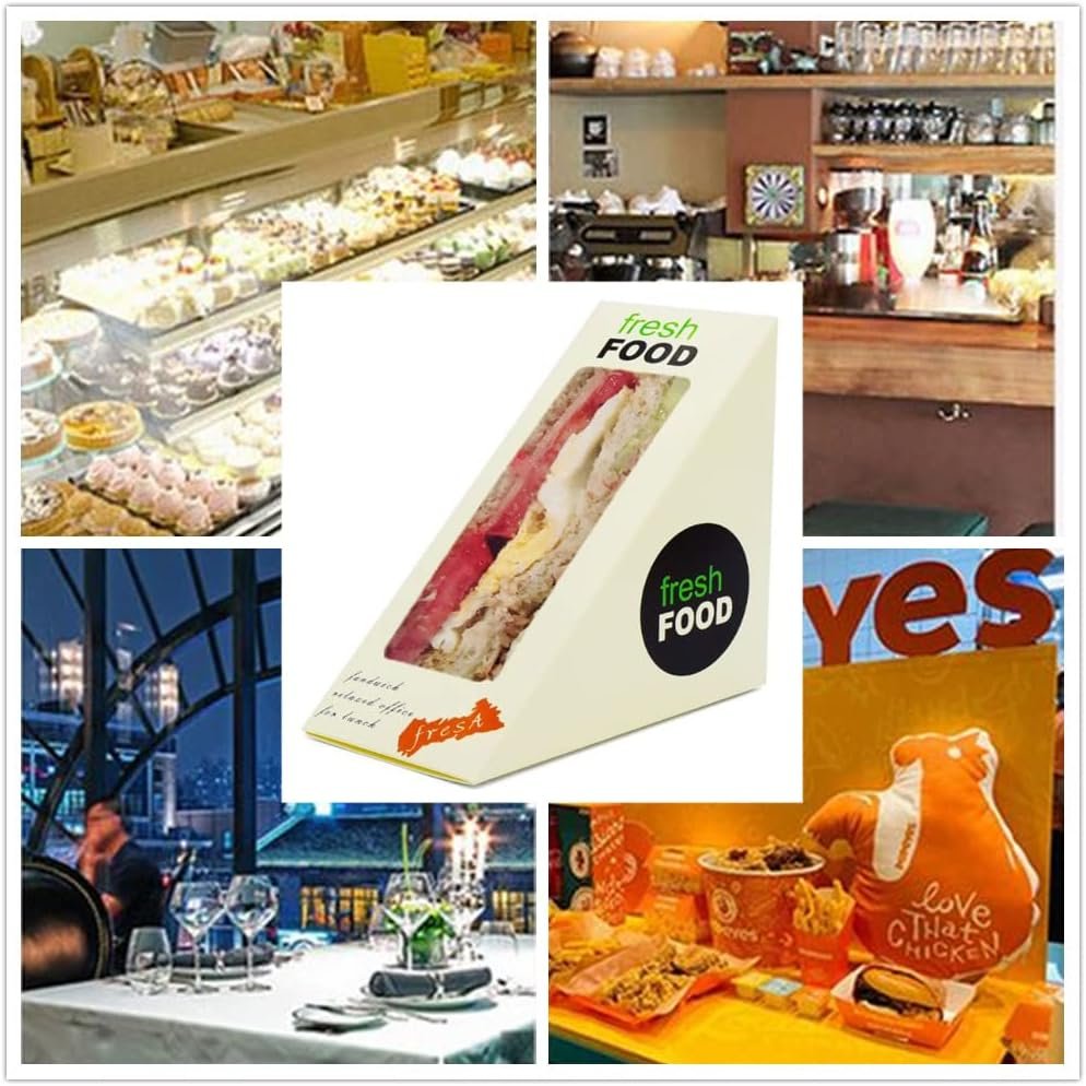 Großhandel Sandwichboxen 100 Stück, umweltfreundliche Sandwich-Ecke mit Fenster für Takeaway-Dienste von Herstellern, geeignet für Bäckerei und Restaurants