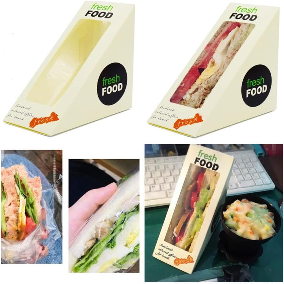 Großhandel Sandwichboxen 100 Stück, umweltfreundliche Sandwich-Ecke mit Fenster für Takeaway-Dienste von Herstellern, geeignet für Bäckerei und Restaurants