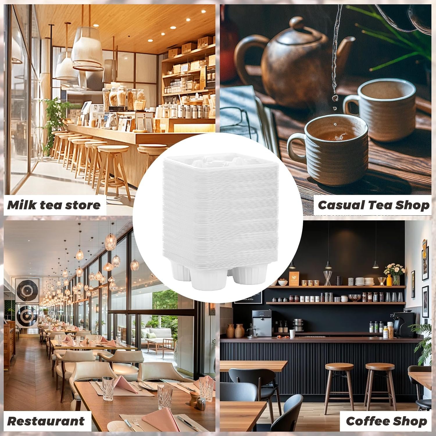 Großhandel 250PCS Einweg-Trinkträger für 4 Tassen, langlebiger PP Becherhalter für 8-32 oz Becher, OEM Drink Carrier für heiße und kalte Getränke, individuell bedruckter Kaffeebecherhalter für den Lieferservice, Weiß